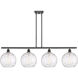 Ballston Athens Water Glass 4 Light 48 inch Matte Black Island Light Ceiling Light