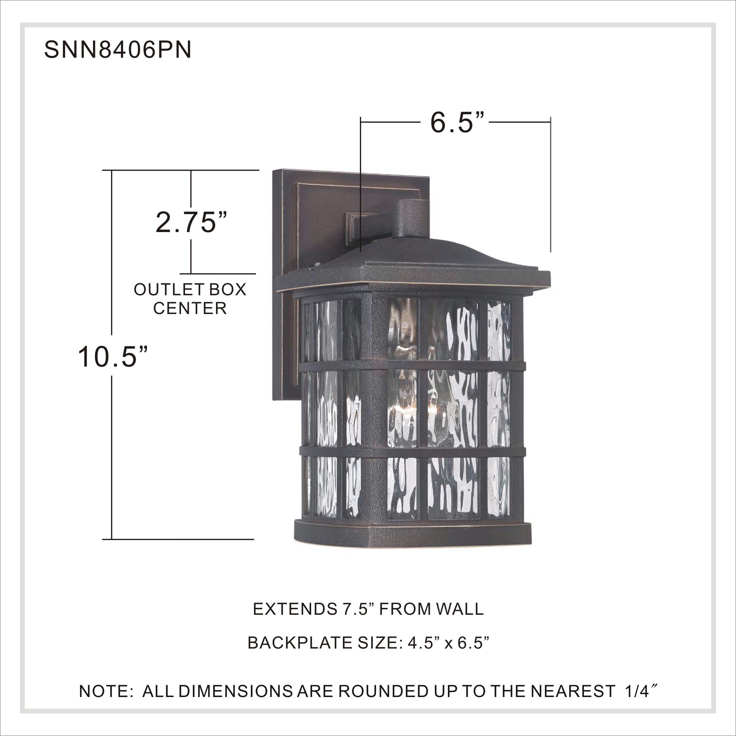Stonington 1 Light 10.5 inch Palladian Bronze Outdoor Wall Lantern, BackPlate: 4.5