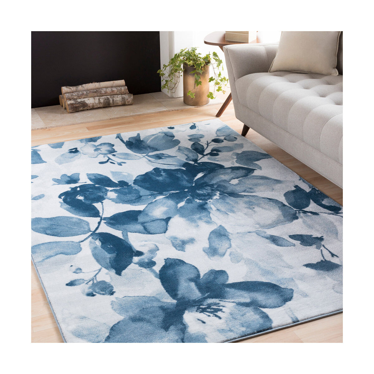 Nova 91 X 63 inch Denim/Light Gray/Navy/Ivory Rugs, Polypropylene