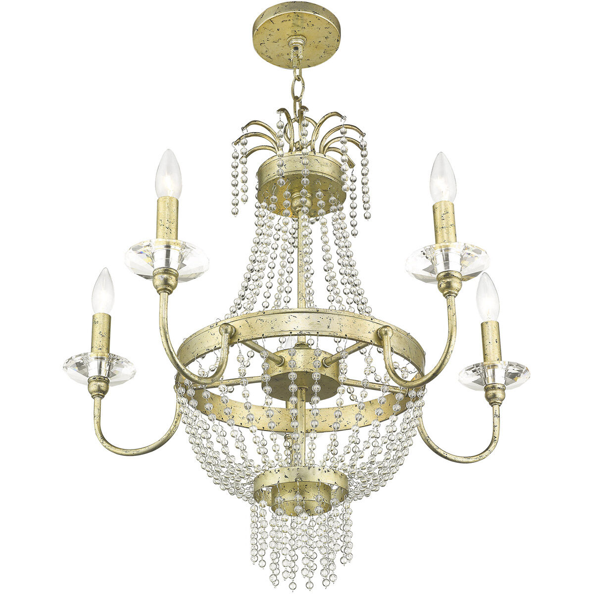 Valentina 5 Light 26 inch Hand Applied Winter Gold Chandelier Ceiling Light