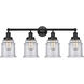 Edison Canton 4 Light 33 inch Matte Black Bath Vanity Light Wall Light in Seedy Glass