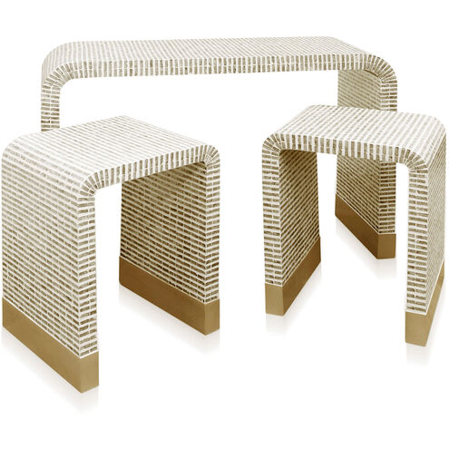 Waterfall Tables 48 X 32 inch Ivory and Taupe Nested Table Set in Ivory/Taupe