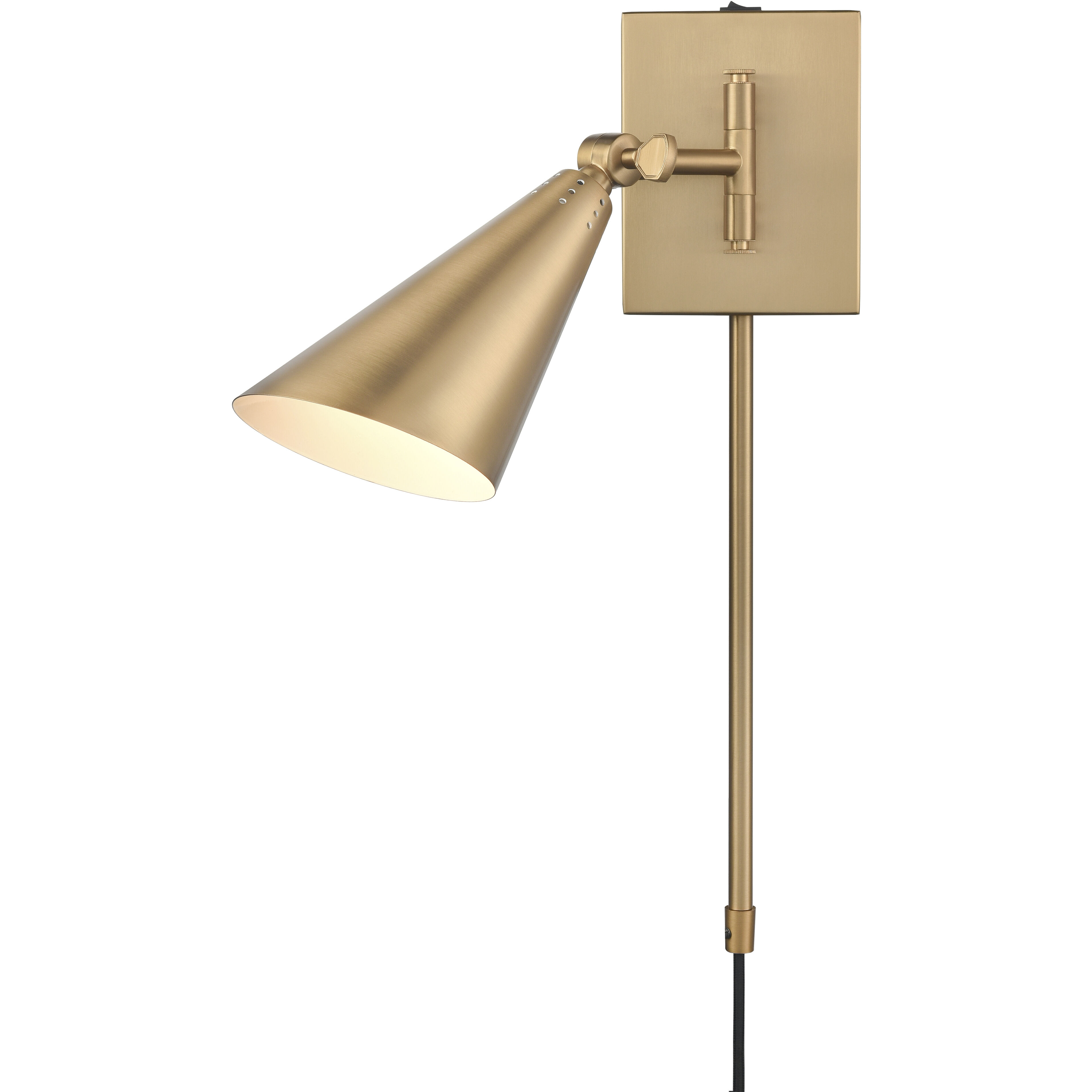 Whitmire 10.5 inch 60 watt Brushed Gold Swingarm Sconce Wall Light, Plug-In/Hardwire