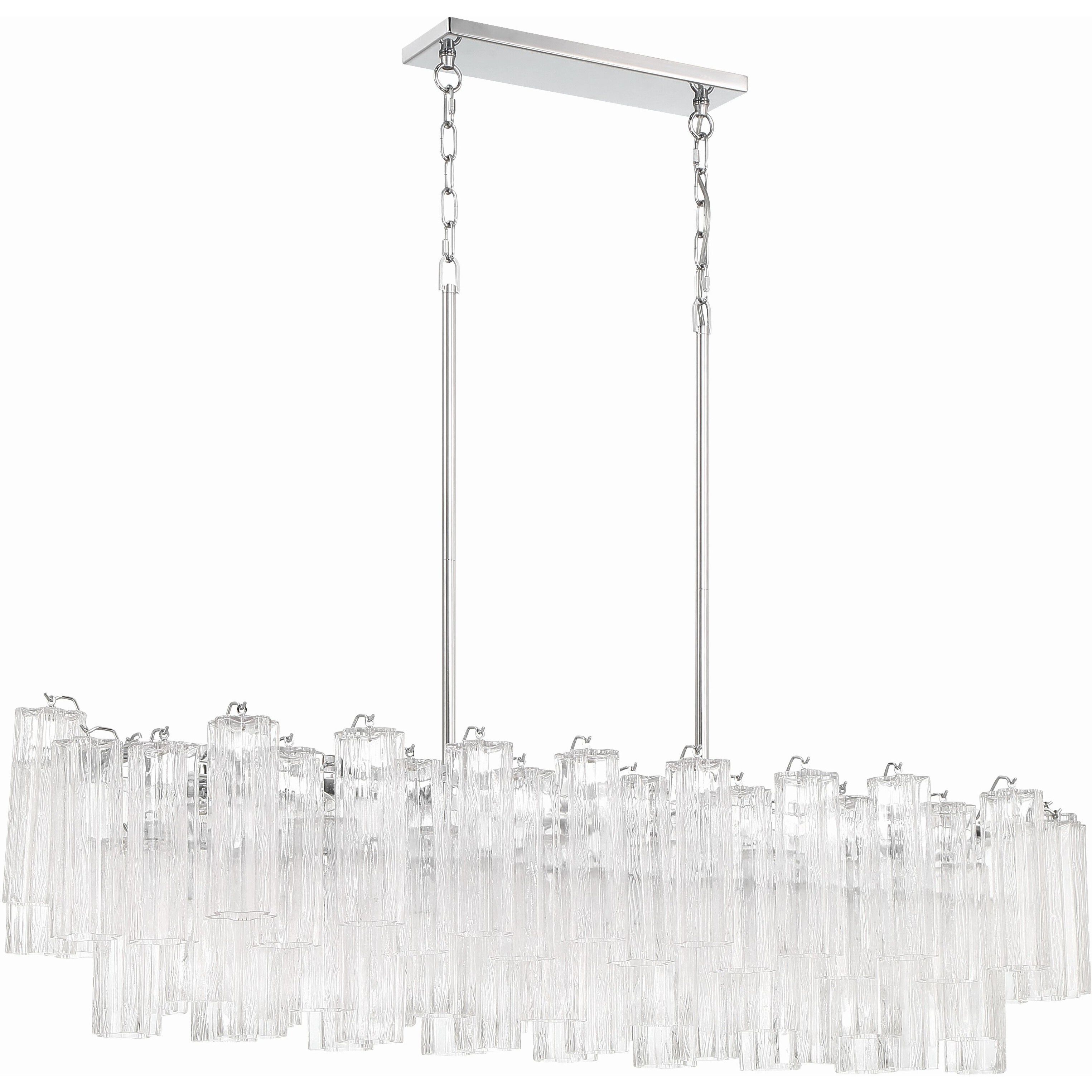 Addis 14 Light 51.75 inch Polished Chrome Linear Chandelier Ceiling Light in Tronchi Glass Clear