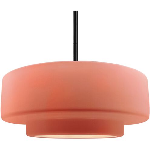 Radiance LED 16.25 inch Matte Black and Glosh Blush Pendant Ceiling Light