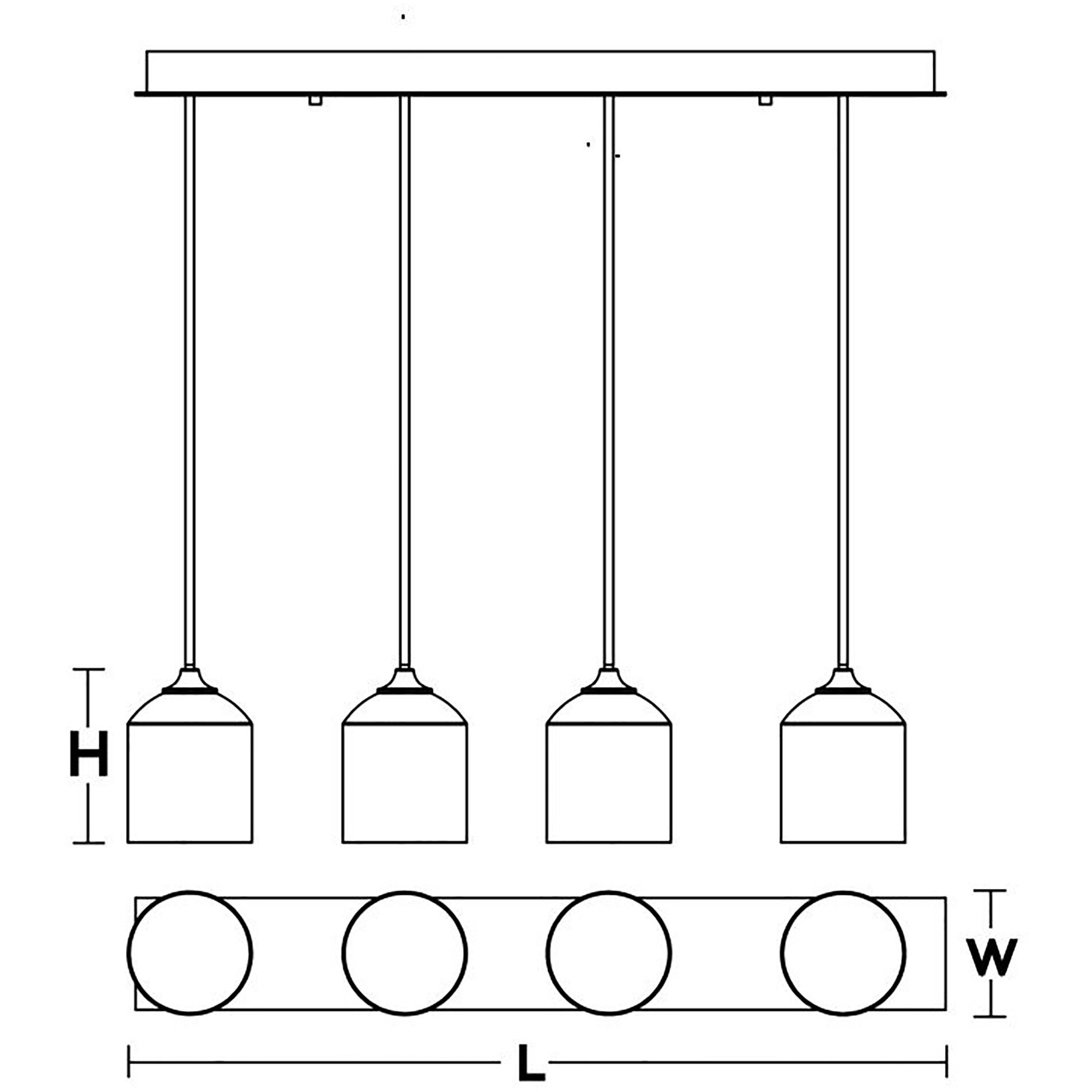 William 4 Light 5.5 inch Black Linear Pendant Ceiling Light