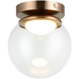 Boble LED 8 inch Aged Gold Brass Flush Mount Ceiling Light in Aged Gold Brass and Clear