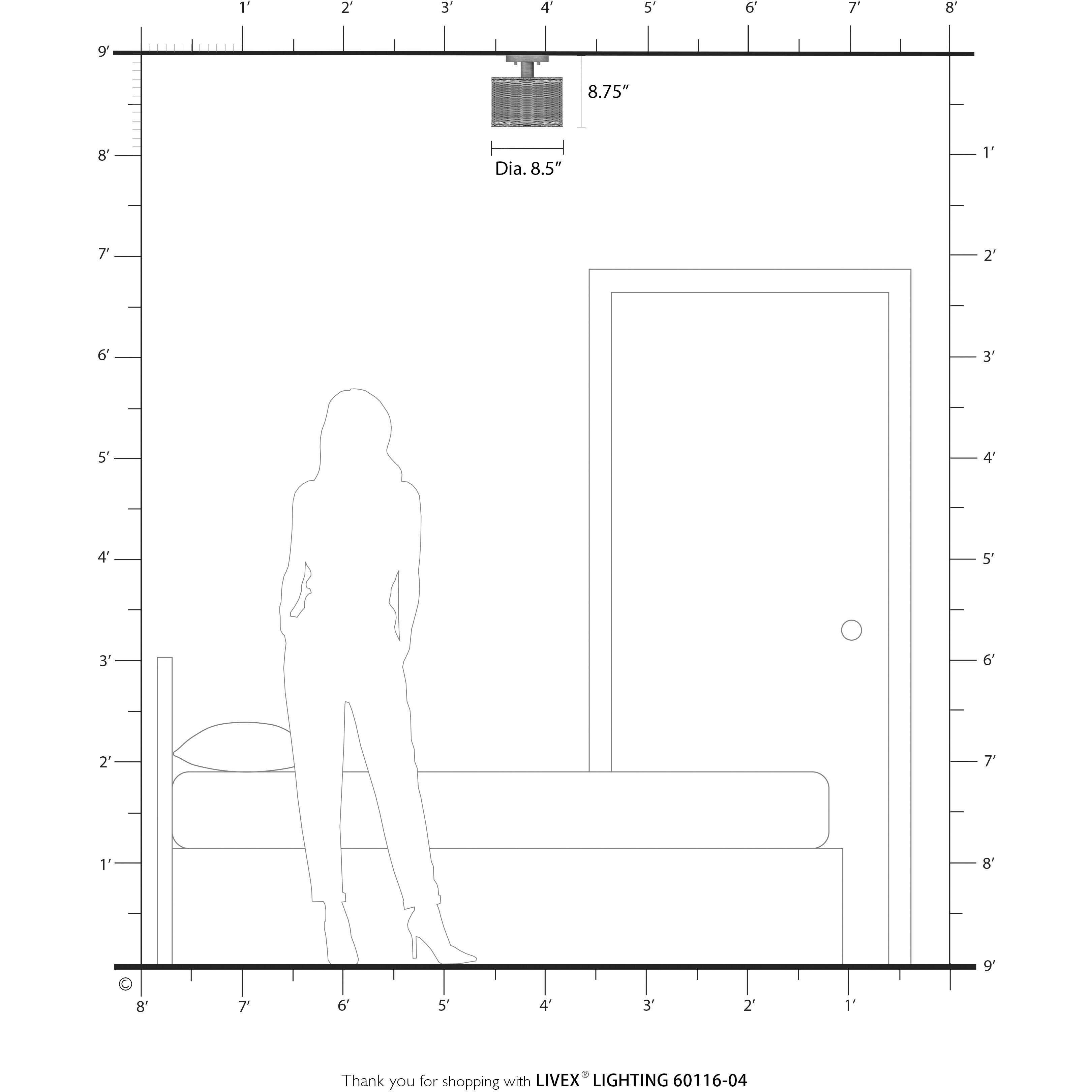 Weavington 1 Light 8.5 inch Black Semi Flush Mount Ceiling Light, Small