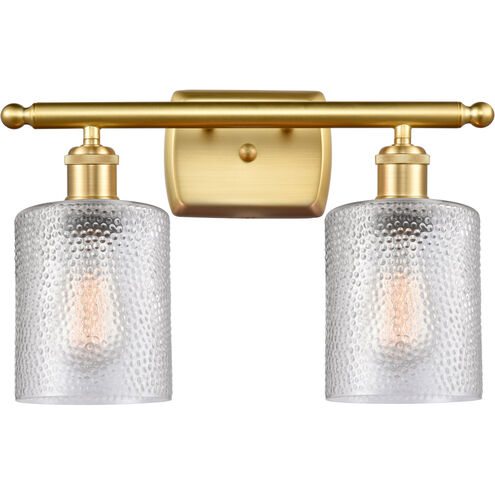 Ballston Cobbleskill 2 Light 16 inch Satin Gold Bath Vanity Light Wall Light in Clear Glass, Ballston