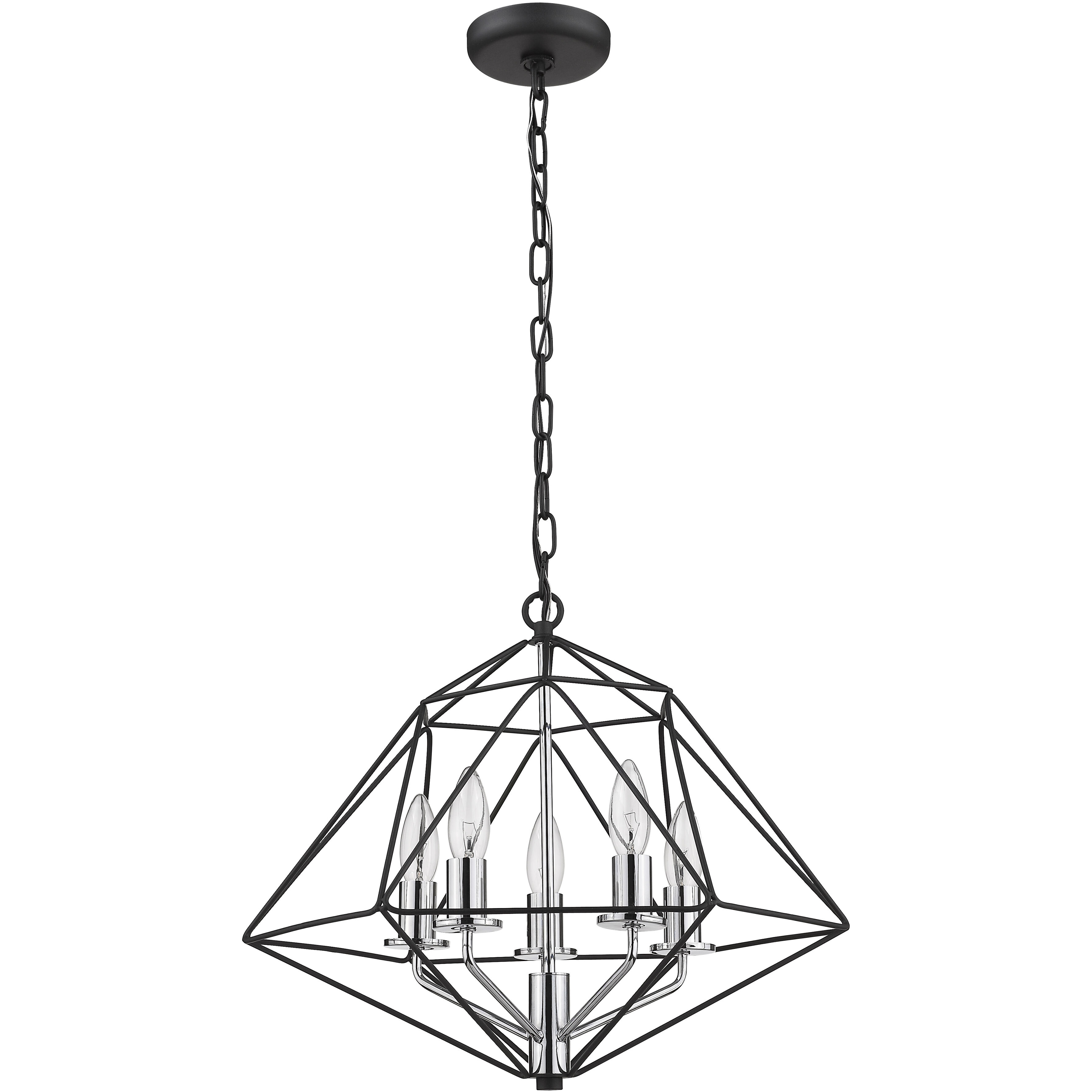 Geo 5 Light 18 inch Matte Black and Chrome Chandelier Ceiling Light