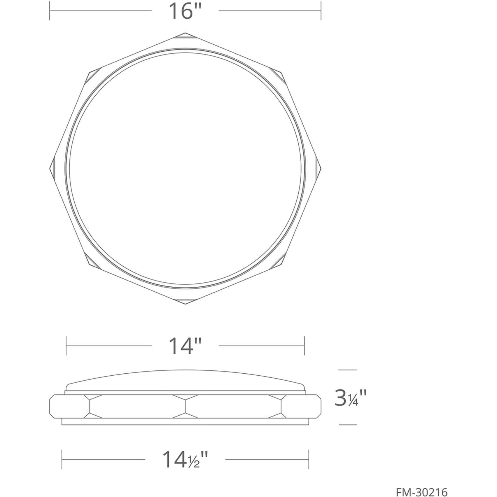 Grommet 1 Light 16 inch Polished Nickel Flush Mount Ceiling Light in 2700K, 16in.