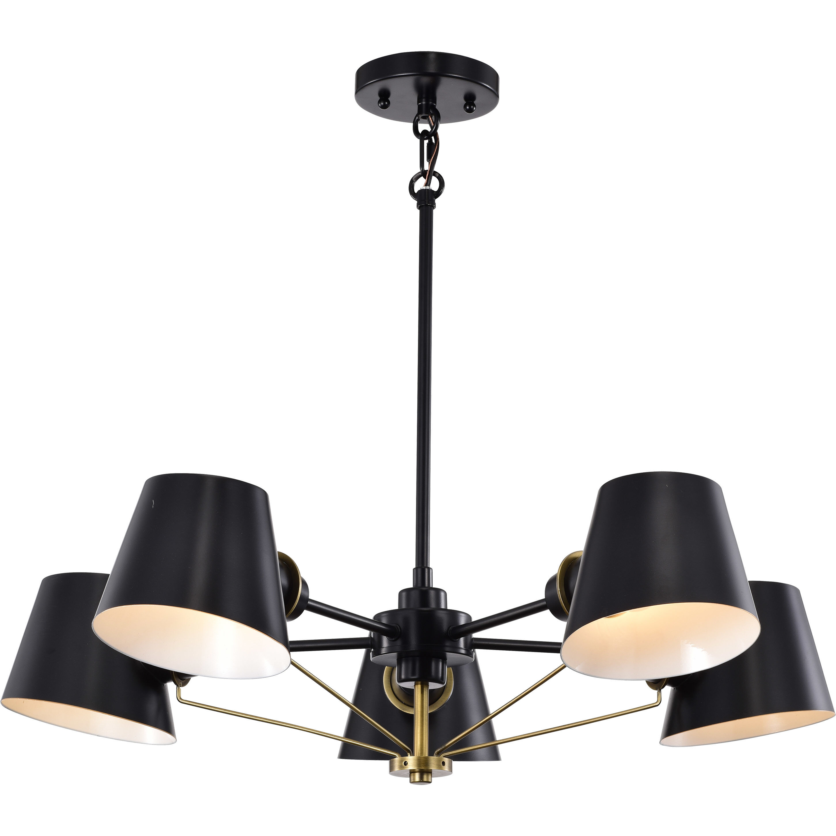 Baxter 5 Light 28 inch Black/Burnished Brass Chandelier Ceiling Light