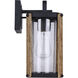 Aki 1 Light 12 inch Black and Wood Outdoor Wall Lantern