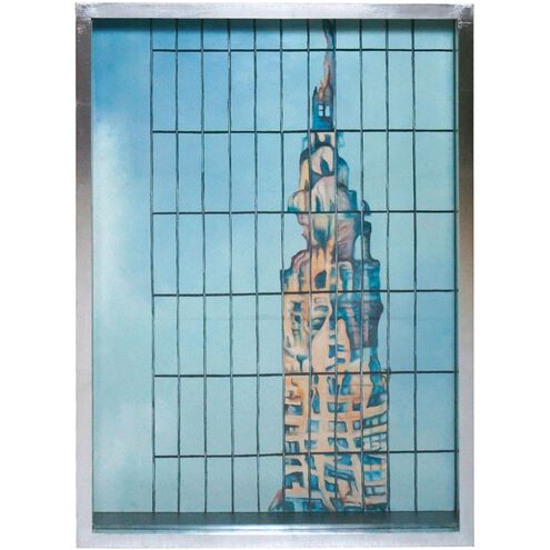 Chrysler Blue with Silver Leaf Framed Wall Art