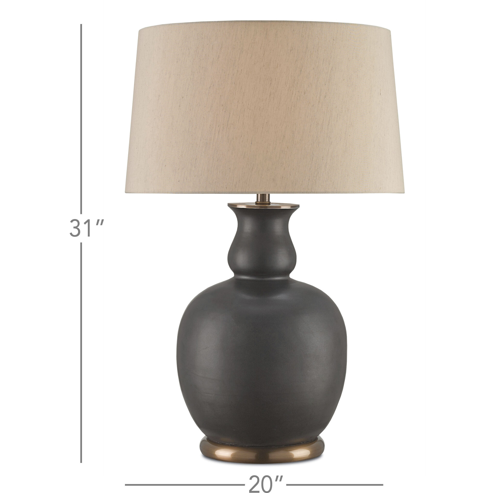 Ultimo 31 inch 150 watt Matte Black/Antique Brass Table Lamp Portable Light