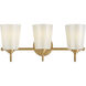 Honey 3 Light 21.25 inch Distressed Brass Bath Light Wall Light