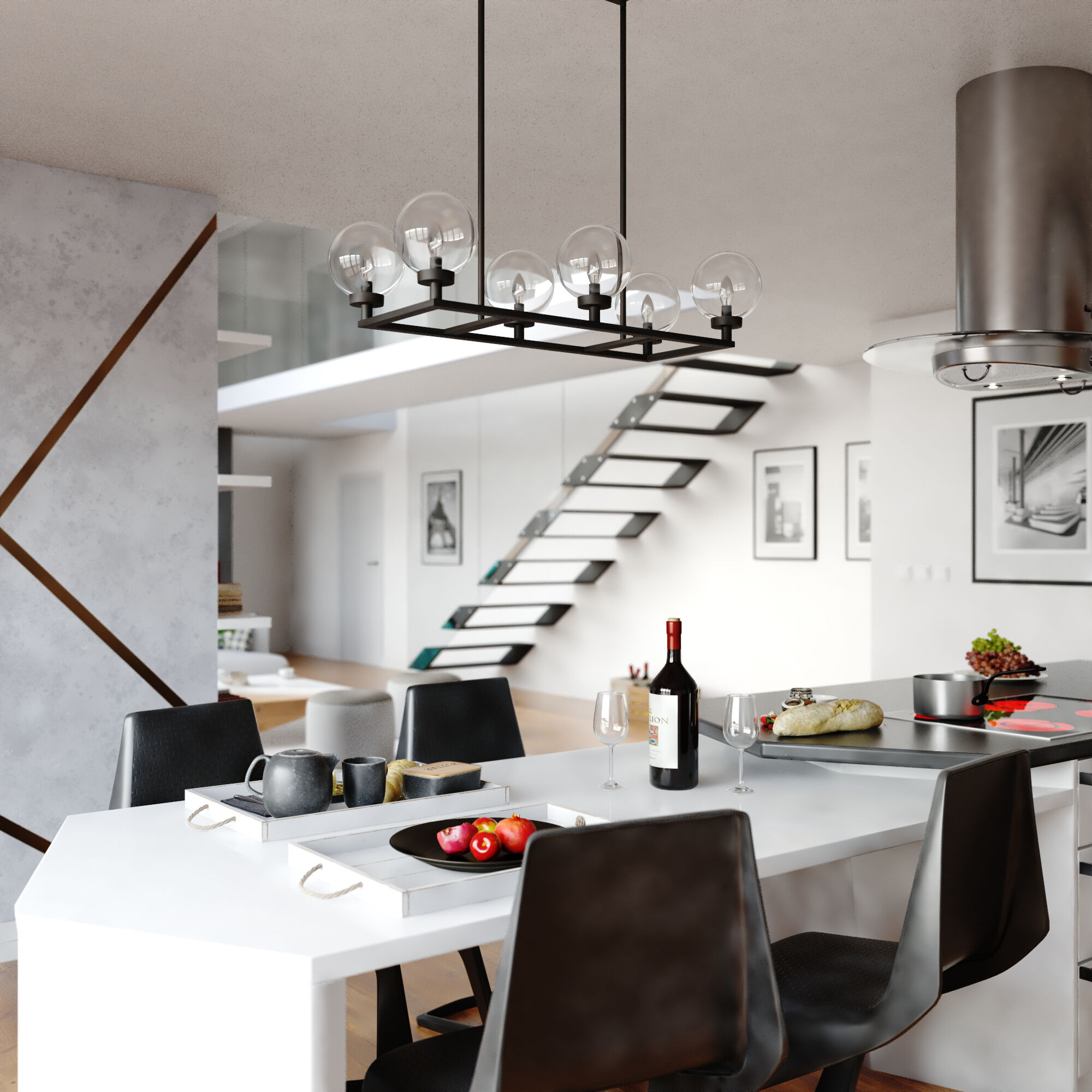 Lander LED 35 inch Matte Black Linear Chandelier Ceiling Light