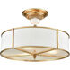 Wyndam 3 Light 16 inch Antique Gold Leaf Semi Flush Mount Ceiling Light