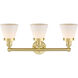 Cone 3 Light 24.5 inch Satin Gold Bath Vanity Light Wall Light in Matte White