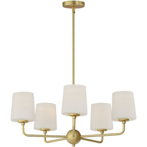 Bristol 5 Light 27 inch Satin Brass Single-Tier Chandelier Ceiling Light