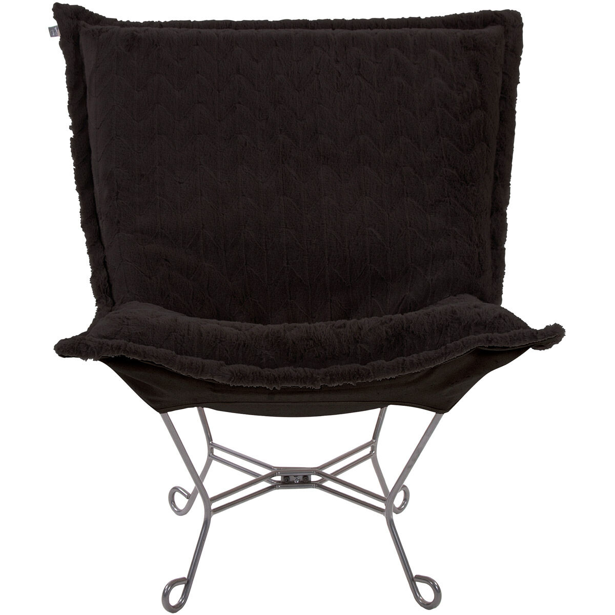Puff Angora Ebony Scroll Chair with Cover