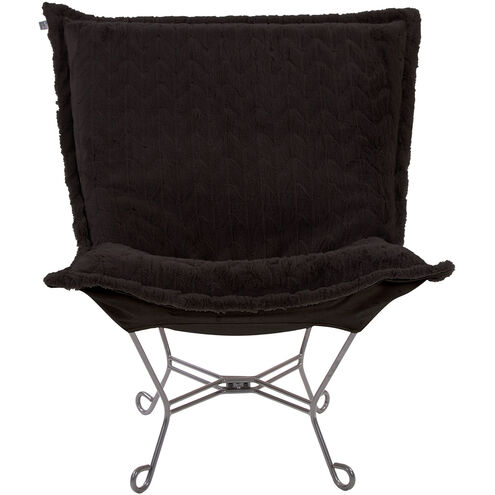 Puff Angora Ebony Scroll Chair with Cover