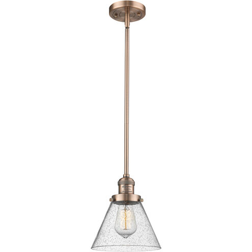 Franklin Restoration Cone 1 Light 8 inch Antique Copper Mini Pendant Ceiling Light in Incandescent, Seedy, Franklin Restoration