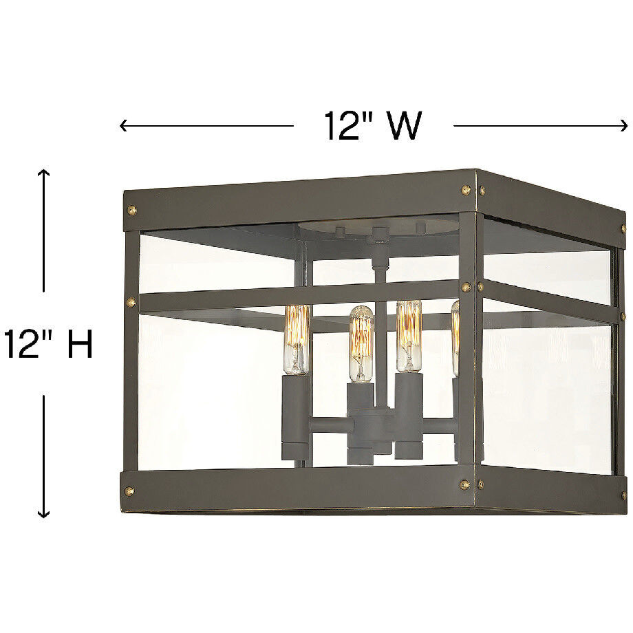 Open Air Porter 4 Light 12 inch Oil Rubbed Bronze Outdoor Flush Mount, Estate Series