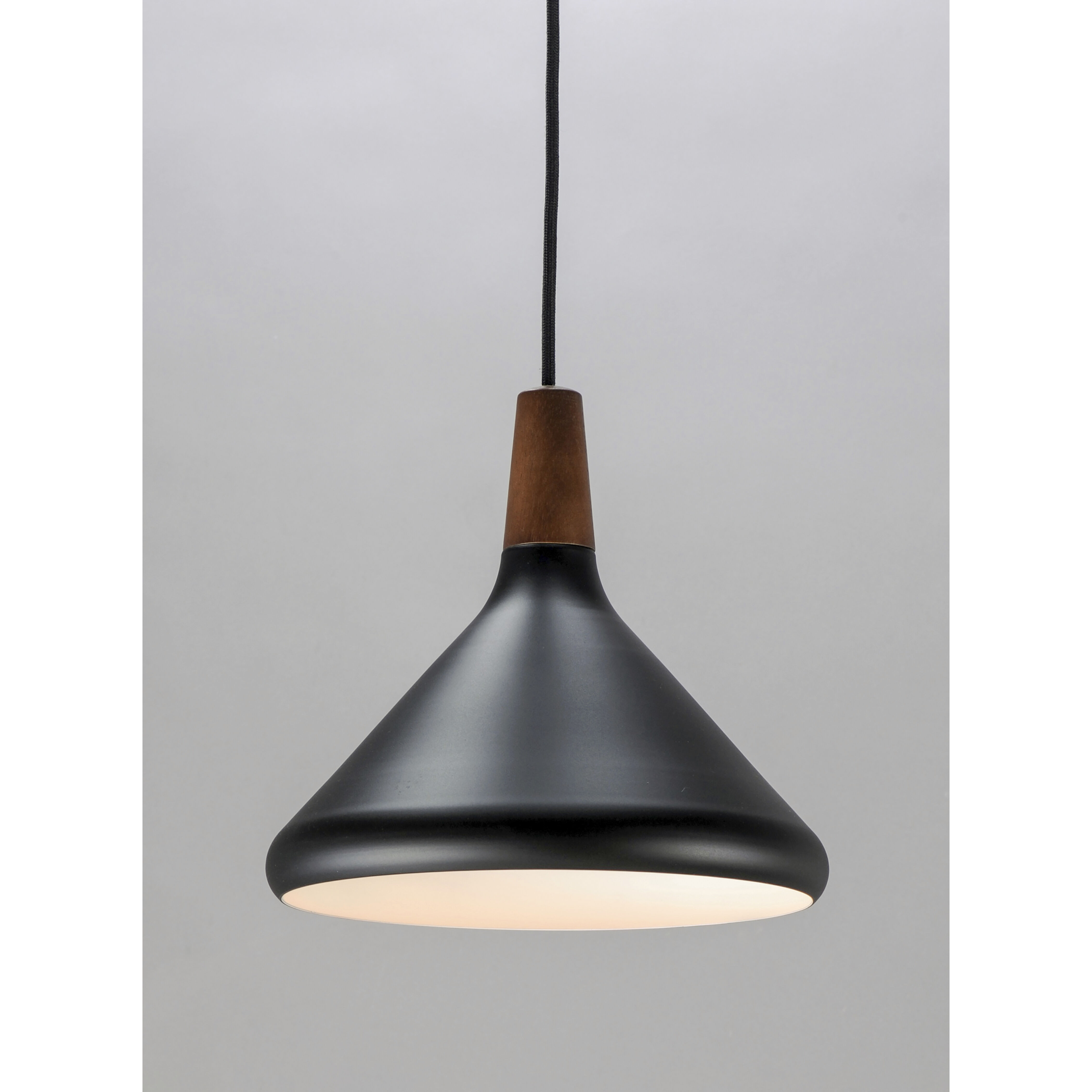 Nordic 1 Light 7 inch Walnut/Black Single Pendant Ceiling Light in Walnut and Black, Bulb Not Included