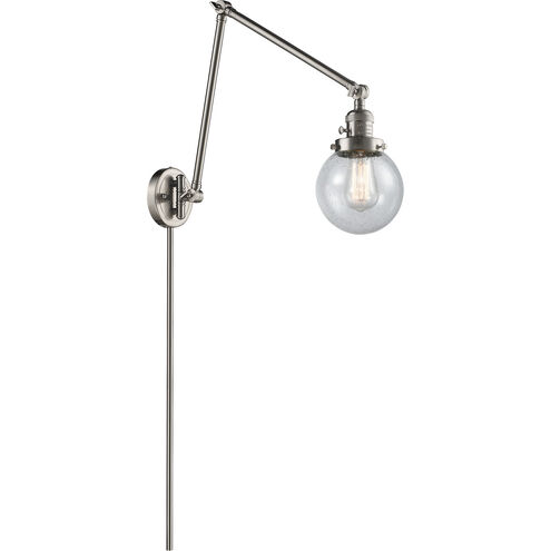 Beacon 30 inch 3.5 watt Satin Nickel Swing Arm Wall Light in Brushed Satin Nickel, Seedy Glass, Franklin Restoration