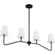 Modern 4 Light 40 inch Matte Black Linear Chandelier Ceiling Light