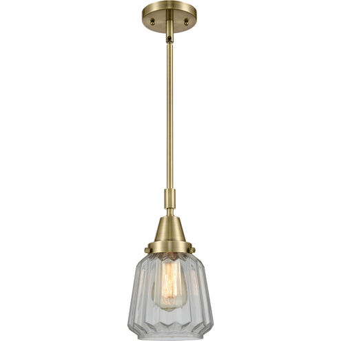 Franklin Restoration Chatham 1 Light 6 inch Antique Brass Mini Pendant Ceiling Light in Clear Glass