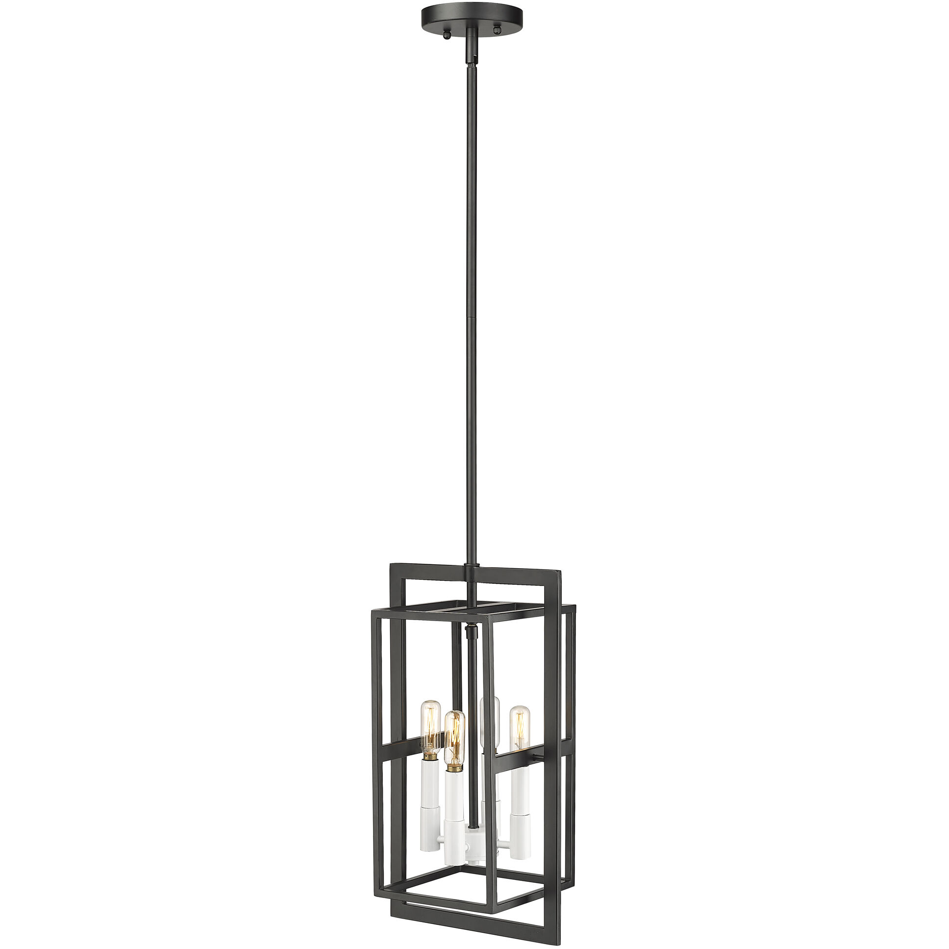 Milbank 4 Light 10 inch Black with White Candle Sleeves Pendant Ceiling Light