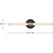 Kai LED 24.5 inch Black with Lacquered Brass Bath Wall Light