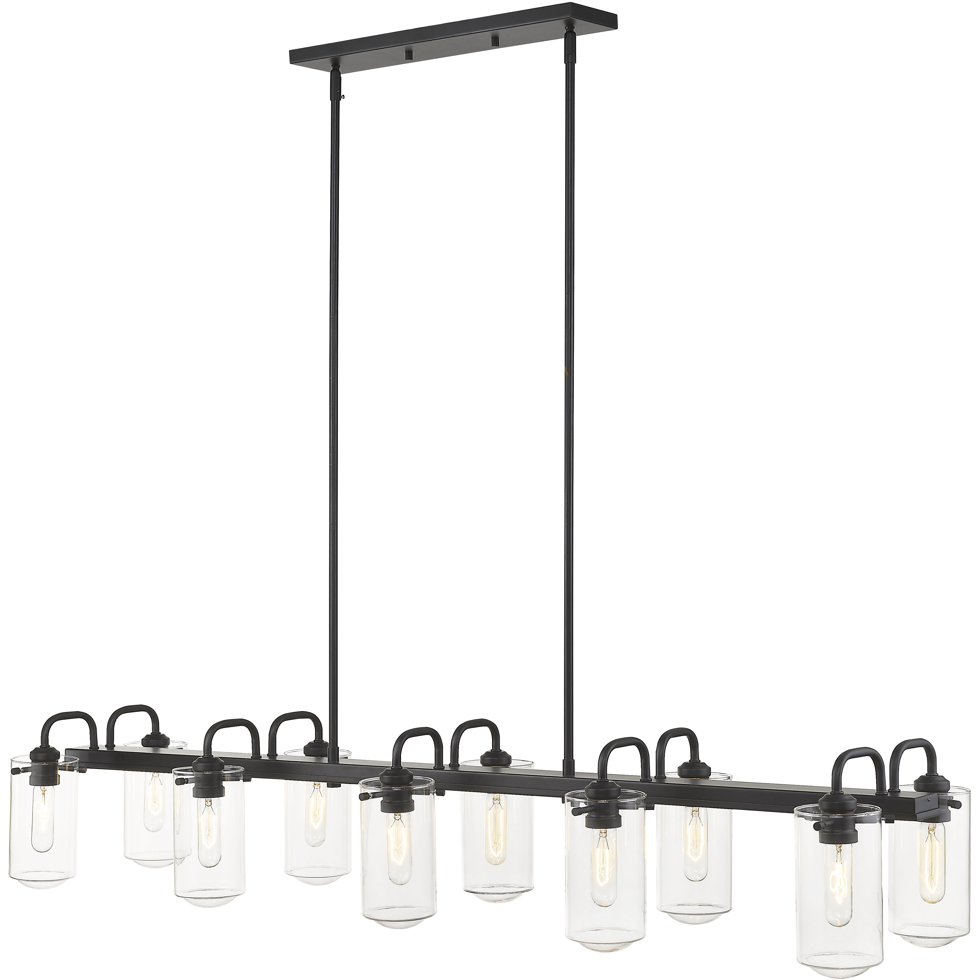 Delaney 10 Light 56 inch Matte Black Linear Chandelier Ceiling Light