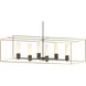 Portico 6 Light 42 inch Dark Smoke and Modern Brass Pendant Ceiling Light in Dark Smoke/Modern Brass, Opal