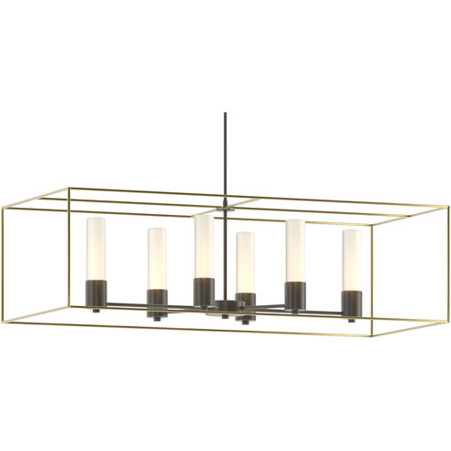 Portico 6 Light 42 inch Dark Smoke and Modern Brass Pendant Ceiling Light in Dark Smoke/Modern Brass, Opal