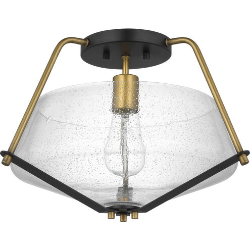 Starlight 1 Light 15.75 inch Matte Black and Natural Brass Semi Flush Mount Ceiling Light