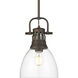 Yep Duncan 1 Light 8.88 inch Rubbed Bronze Pendant Ceiling Light in Clear Glass