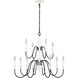 Val de Loire 12 Light 36 inch Textured White with Black Chandelier Ceiling Light