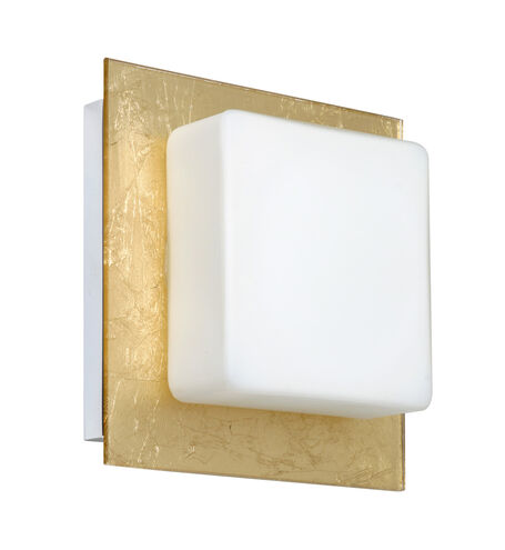 Alex LED 6 inch Chrome ADA Mini Sconce Wall Light in Opal/Gold Foil Glass