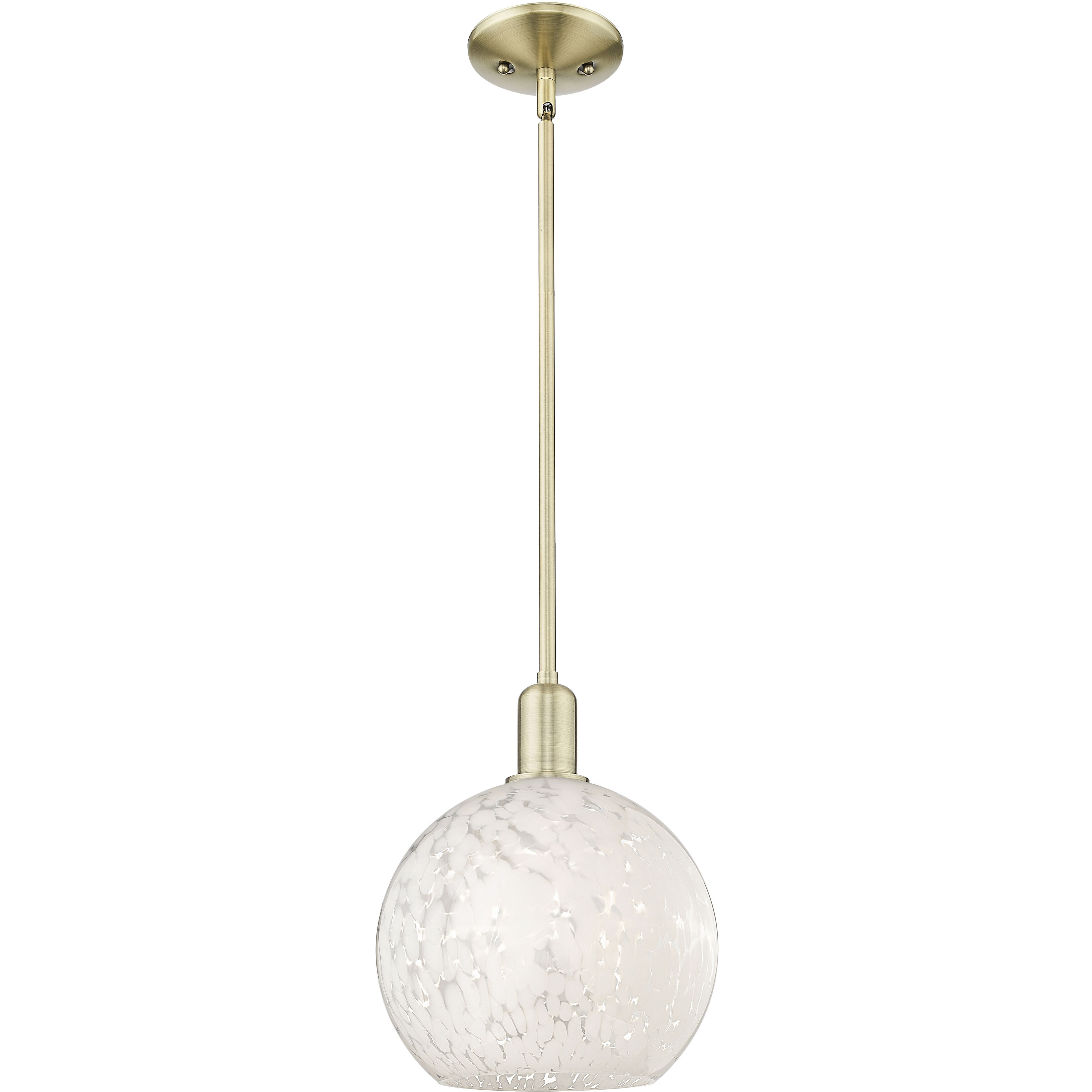 Arcadia White Mouchette 1 Light 10 inch Antique Brass Mini Pendant Ceiling Light
