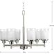 Alexa 6 Light 25 inch Brushed Nickel Chandelier Ceiling Light in Etched Linen with Clear Top