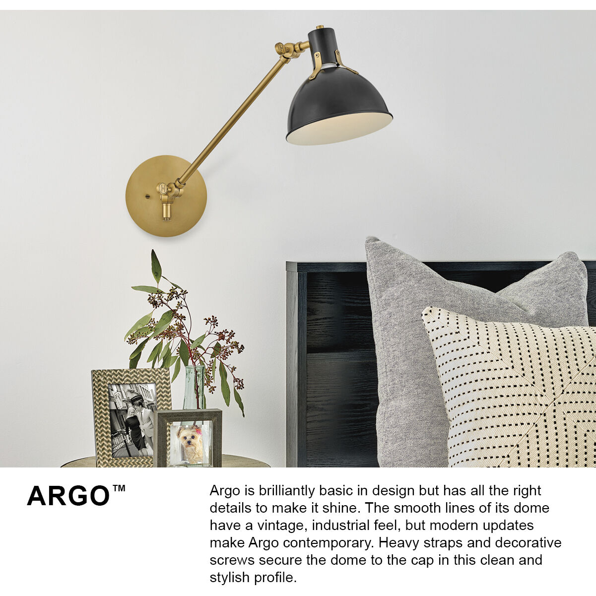 Argo 1 Light 7 inch Satin Black with Lacquered Brass Indoor Wall Sconce Wall Light