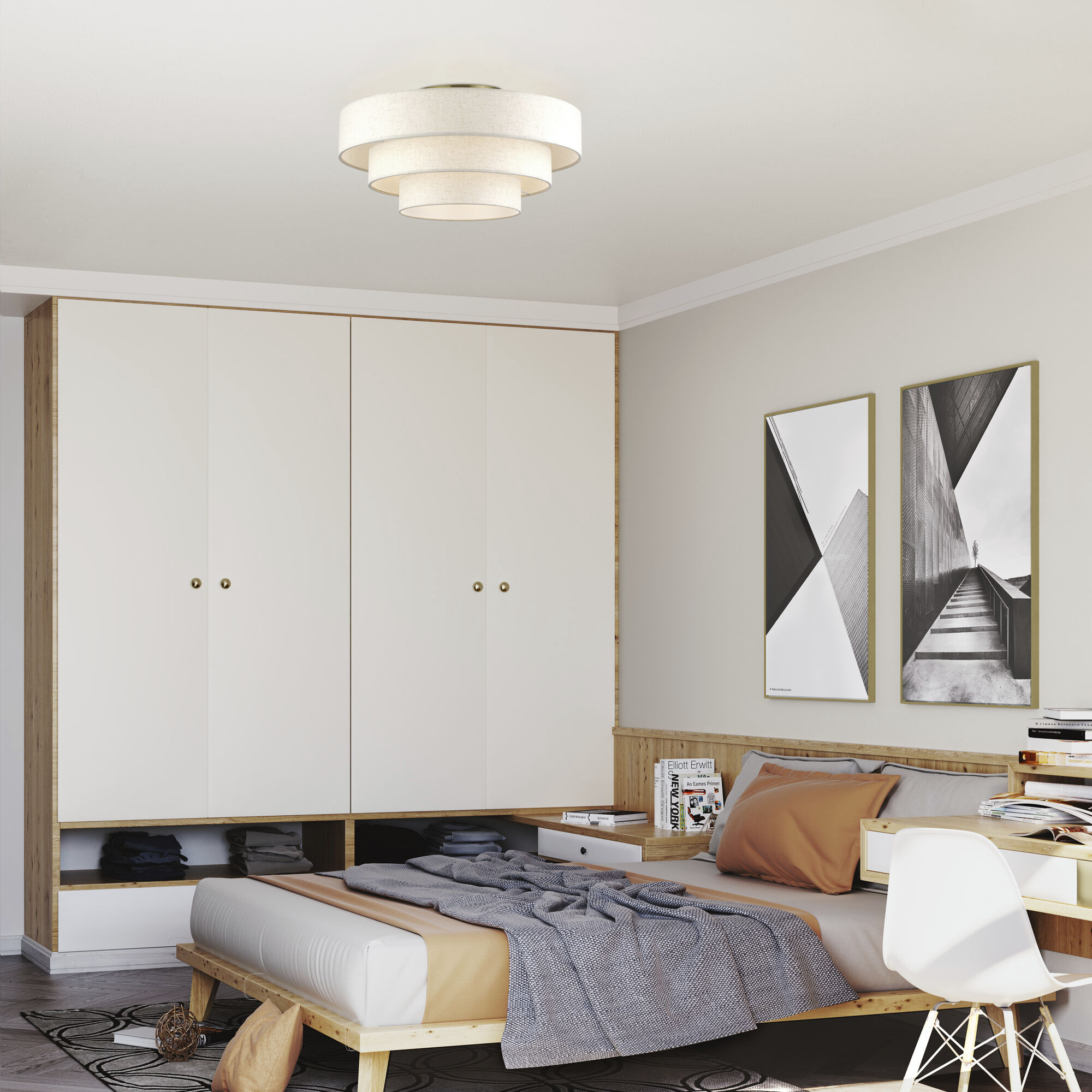 Manorwood 5 Light 28 inch Antique Brass Semi Flush Mount Ceiling Light, Extra Large