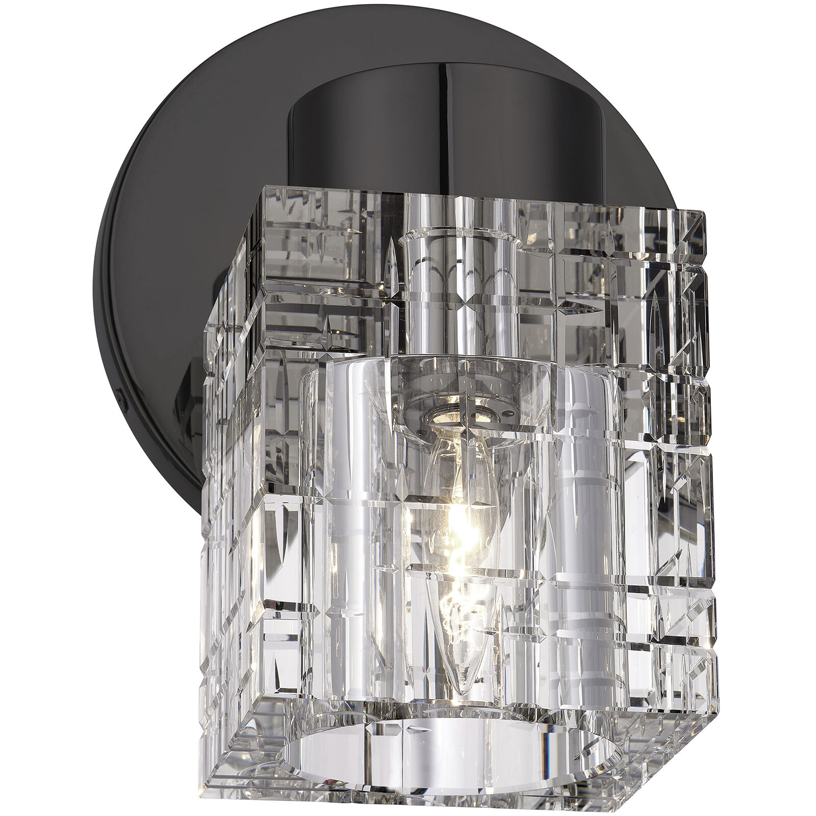 Rotterdam 1 Light 7 inch Black Chrome Crystal Single Sconce Wall Light
