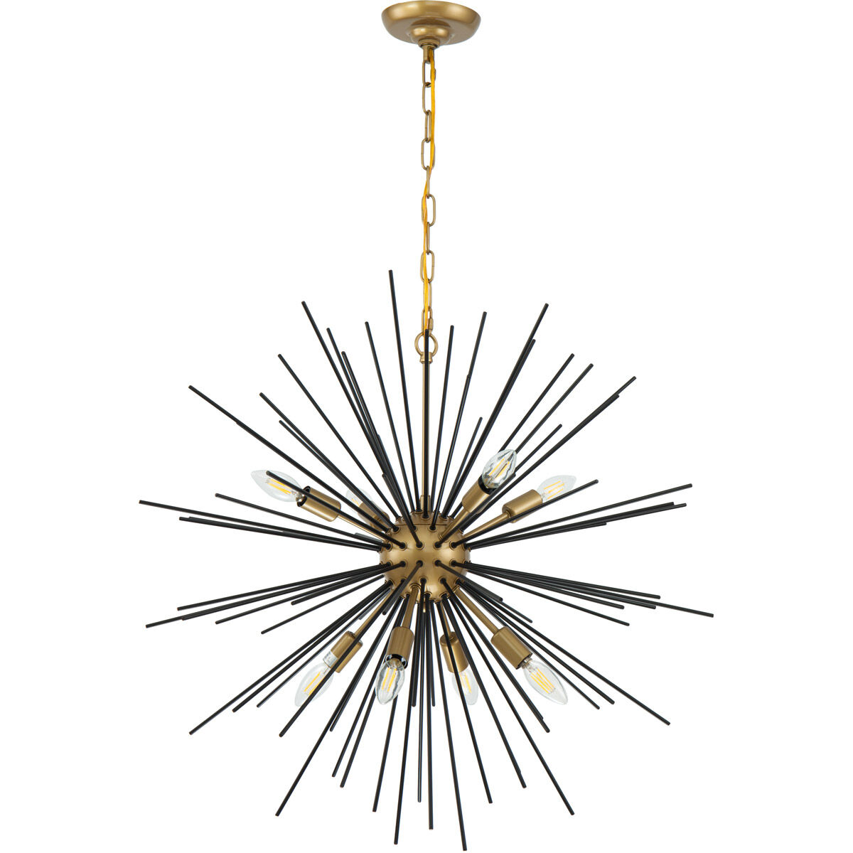 Timber 8 Light 30 inch Brass and Black Pendant Ceiling Light