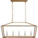 Chapman & Myers Darlana5 LED 41 inch Antique-Burnished Brass and Natural Rattan Linear Lantern Ceiling Light, Medium