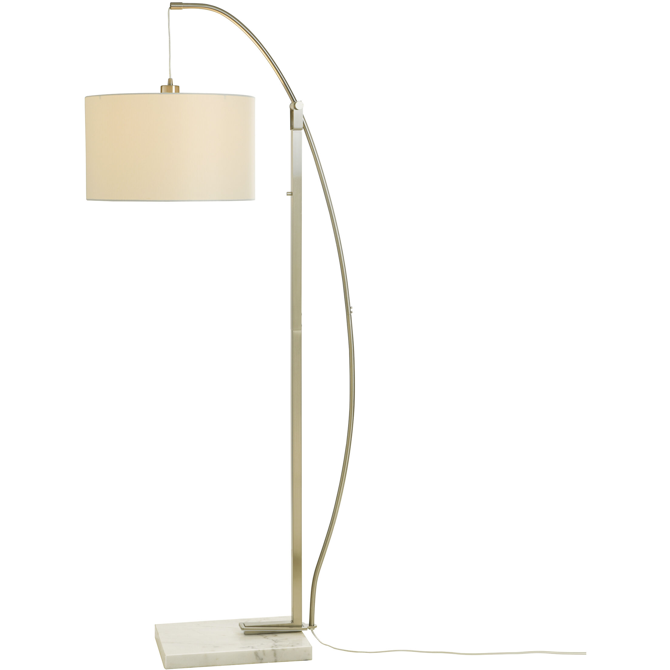 Ellison 65.75 inch 100 watt Brushed Steel and White Floor Lamp Portable Light