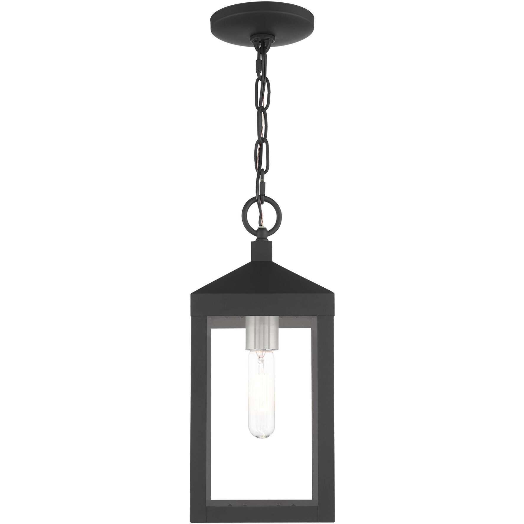 Nyack 1 Light 6 inch Black with Brushed Nickel Cluster Outdoor Pendant Lantern